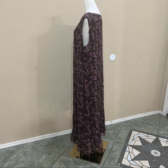 Charter Club 100% Silk Maxi Dress Fairy Purple Floral Womens Sz 18W Boho Cottage - Picture 3 of 8